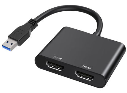 Picture of sartyee USB to HDMI Adapter, Dual HDMI USB Multi-Monitor Cable 1080P Video Audio Converter, for PC, Laptop to Monitor, Support Windows XP 7/8/8.1/10/11