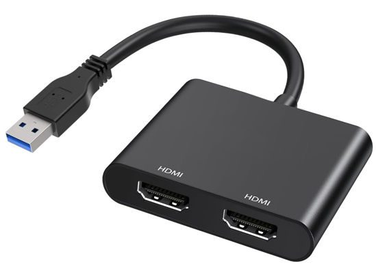 Picture of sartyee USB to HDMI Adapter, Dual HDMI USB Multi-Monitor Cable 1080P Video Audio Converter, for PC, Laptop to Monitor, Support Windows XP 7/8/8.1/10/11