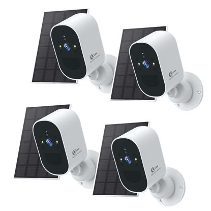 Picture of XVIM 4Pack Solar Security Camera Wireless Outdoor, 2MP Battery Powered Camera Wireless Outdoor, 2.4GHz WiFi, Night Vision, AI Detection, SD/Cloud