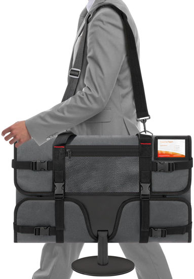 Picture of Doksmeria Monitor Carrying Case, Monitor Travel Case for 27" LCD Screens and Monitors, Protective Monitor Bag Computer Monitor Dust Covers with Padded Velvet Lining & Adjustable Shoulder Strap