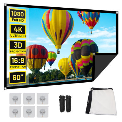 Picture of OKEDUO Foldable Black Projector Screen, Projector Screen Black Backing, Movies Screen for Home Outdoor Indoor Theater (60 inch)