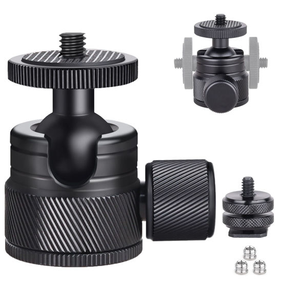 Picture of Mini Ball Head ARTCISE CB20 CNC Machining Tripod Ball Head Portable Small Aluminum Alloy Ball Head 360 Degree Rotating Head for Phone & Light Weight Camera, Max Load 6.6lbs/3kg