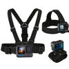 Picture of GOLRTRAL 3 in 1 Accessories Set for GoPro Hero 13 12 11 10 9 8 7 6 5 4 3 Black, Chest Mount Harness/Head Strap Mount/ 360°Rotating Wrist Strap, Adjustable Flexible Mount Kit