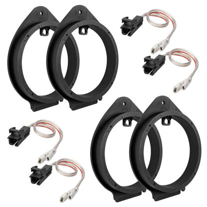 Picture of RED WOLF 4PCS 6.5 Inch Speaker Adapter Spacer Ring w/Speaker Wiring Harness Plug Replacement for GMC Sierra/Chevy Silverado/Buick 1995-2012, Cadillac 1988-1999 Aftermarket Door Speaker Bracket Kit