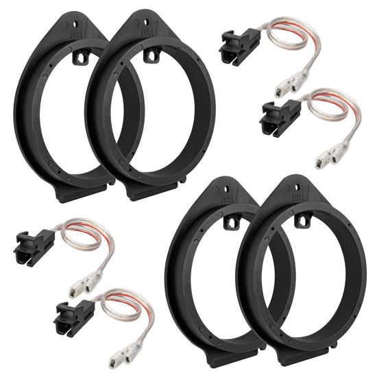 Picture of RED WOLF 4PCS 6.5 Inch Speaker Adapter Spacer Ring w/Speaker Wiring Harness Plug Replacement for GMC Sierra/Chevy Silverado/Buick 1995-2012, Cadillac 1988-1999 Aftermarket Door Speaker Bracket Kit