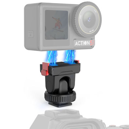 Picture of HAFOKO Osmo Action Camera Cold Shoe Adapter Compatible for DJI Osmo Action 5 Pro/4/3, Magnetic Quick Release Adapter Mount with 1/4'', 180° Tilt Adjustable Compatible for DJI OSMO Action 3/4