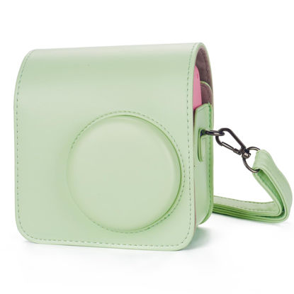 Picture of Phetium Instant mini SE Protective Camera Case Compatible with Instax Mini SE Film Camera, PU Leather Cover Bag with Pocket and Adjustable Shoulder Strap (Seafoam Green)