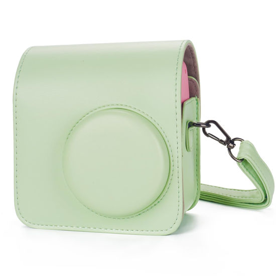 Picture of Phetium Instant mini SE Protective Camera Case Compatible with Instax Mini SE Film Camera, PU Leather Cover Bag with Pocket and Adjustable Shoulder Strap (Seafoam Green)