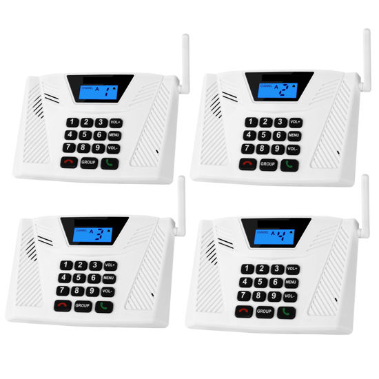 Picture of Intercoms Wireless for Home Upgrade 2024, Hands Free Intercom 5300 Feet Range, Real Time Two Way Communication Full Duplex Intercom System for Office Hotel House with Group Call(4 Pack)