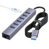 Picture of 7 Ports USB 3.0 Hub, USB to Network HUB with 6 USB 3.0 Data Transmission, Gigabit Ethernet Port and 5V/3A Power Port,USB Aluminum Extension for Laptop, iMac, PC, USB Flash Drives etc