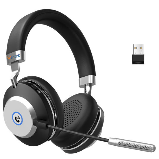 Picture of Wantek Wireless Headset with AI Noise Cancelling Microphone Bluetooth Headset - Bluetooth V5.2 Headphones with USB Dongle