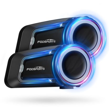 Picture of Fodsports FX7 10 Riders Mesh Motorcycle Bluetooth Headset, Dual Chips Helmet Communication Systems with Audio Multitasking, Music Share, Motorcycle Intercom with CVC & ENC Noise Reduction, FM, 2 Pack