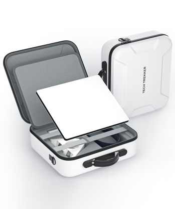 Picture of xetaty Waterproof Hard Case Compatible with Starlink Mini Dish Kit -Precision Cut Foam For Starlink Mini, Kickstand, Pipe Adapter, Power Supply, Cables white (White)