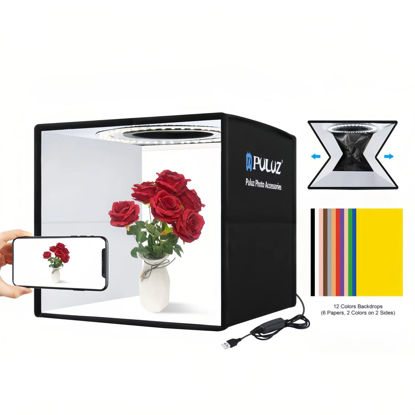Picture of 2024 Upgraded Photo Studio Light Box Photography, 10"x10" Professional Foldable Dimmable Shooting Tent Kit with CRI >95 96pcs LED Lights & 6 Kinds of Double-Sided Color Backdrops for Mini Products