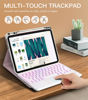 Picture of MoKo iPad 10th Generation Case with Keyboard 10.9 Inch, 7 Colors Backlight & Multi-Touch Trackpad, Detachable Keyboard Folio Stand Cover with Pencil Holder for iPad 10th Gen 2022, Nosegay Pink