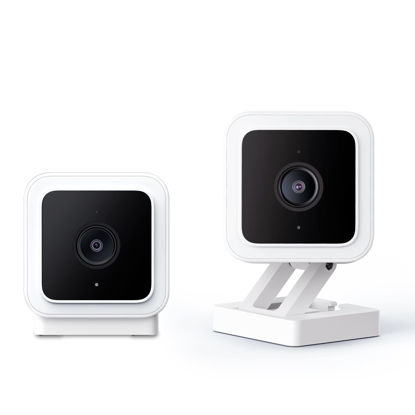 Picture of WyzeCamera v3 1080p HD Indoor/Outdoor Plug-in Smart Home Security Cameras, Color Night Vision, 2-Way Audio, MicroSD Card Slot, Compatible with Alexa - White, 2-Pack