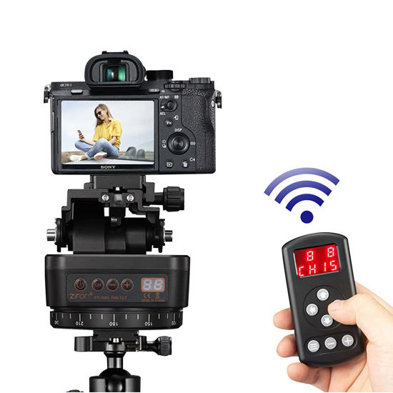 Picture of Mcoplus YT-1000 Remote Control Pan Tilt Head, Automatic Motorized Rotating Panoramic Head for Smartphones/DSLR Cameras/Action Cameras (Limited Weight Under 1kg)