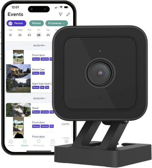 Picture of Wyze Cam v3-1080p Plug-in Smart Home Security Camera, Indoor/Outdoor, Color Night Vision, Motion Detection, Two Way Audio, Works with Alexa, Google Assistant, Cloud & SD Card Storage, Wired, Black