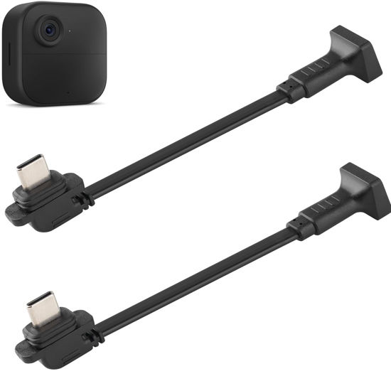 Picture of Uogw 2 Pack Extension Cable Compatible with Blink Outdoor 4(4th Gen),5inch Weatherproof Outdoor L-Shaped Flat Power Extension Cord,Female Mirco USB to Male Type C Extender Cord for Blink 4(4th Gen)