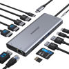 Picture of USB C Docking Station 3 Monitors USB C Hub Laptop Dual Monitor Multiport Adapter Dock Dongle,USB C to 2 HDMI,4K DisplayPort,PD Charging,Ethernet,7 USB C/A Ports,SD/TF,Audio for Dell/HP/Lenovo/Surface
