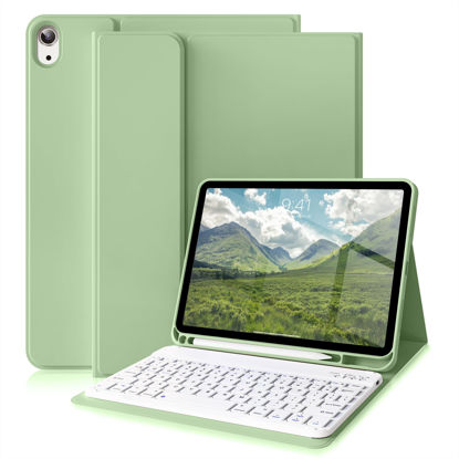 Picture of ZKTUYU for iPad 10th Generation Case with Keyboard 10.9 inch 2022, Thin & Light Wireless Detachable Folio Keyboard Cover with Pencil Holder for New iPad 10th Gen, Auto Sleep/Wake (Sage Green)
