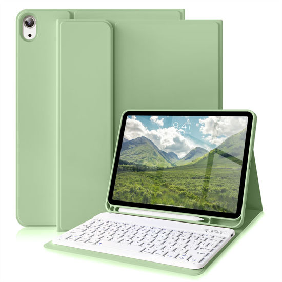 Picture of ZKTUYU for iPad 10th Generation Case with Keyboard 10.9 inch 2022, Thin & Light Wireless Detachable Folio Keyboard Cover with Pencil Holder for New iPad 10th Gen, Auto Sleep/Wake (Sage Green)