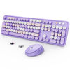 Picture of SkyGive Wireless Keyboard and Mouse Combo, Ergonomic Full Size Typewriter Retro Round Keycaps Keyboard, Compatible with Windows, PC, Perfer for Home and Office Keyboards (Purple