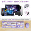 Picture of SkyGive Wireless Keyboard and Mouse Combo, Ergonomic Full Size Typewriter Retro Round Keycaps Keyboard, Compatible with Windows, PC, Perfer for Home and Office Keyboards (Purple