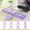 Picture of SkyGive Wireless Keyboard and Mouse Combo, Ergonomic Full Size Typewriter Retro Round Keycaps Keyboard, Compatible with Windows, PC, Perfer for Home and Office Keyboards (Purple