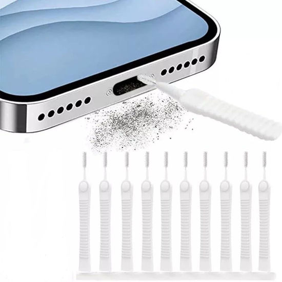 Picture of Phone Mini Cleaning Brush Kit, Anti-Clogging Nylon Cleaner for Phone Speaker and Receiver, Multifunctional Cleaning Tool Compatible with Airpods, iPhone, Keyboard, Car Vent - 10 Pcs