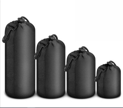Picture of KENGEL (4 Pack Photo Thick Protective Neoprene Pouch Set for DSLR Camera Lens (Canon, Nikon, Pentax, Sony, Olympus, Panasonic) - Includes: Small, Medium, Large and Extra Large Pouches
