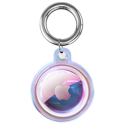 Picture of IPX8 Waterproof Apple Airtag Holder, Airtag Keychain, Air Tag Case GPS Item Finders Accessories, Anti-Scratch Full Body Protective Air Tags Holder, Pink Colorful