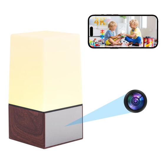 Picture of Yuehetian Hidden Camera Spy Camera Night Light, Nanny Cam Hidden Camera with HD 4K Video, Night Vision, Motion Detection, Adjustable Light Color, Hidden Security Camera Indoor for Home