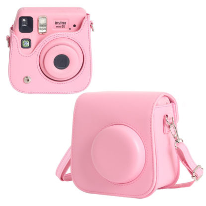 Picture of WOGOZAN Carrying Case for Fujifilm Instax Mini SE/7+/7s/7c Instant Film Camera, Protective Case PU Leather Case for Instax Mini SE Case with Adjustable Shoulder Strap (No Camera) - Pink