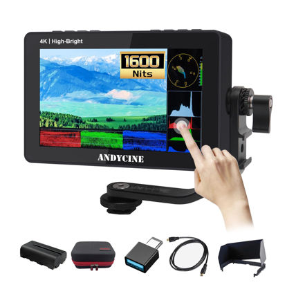 Picture of ANDYCINE A6 II 5.5 Inch Touchscreen DLSR Camera Video Field Monitor 1600nits High Brightness Camera Focus Monitor Support Waveform 3D LUT,F970 External Plate(Battery,Carry Case Include Bundle)