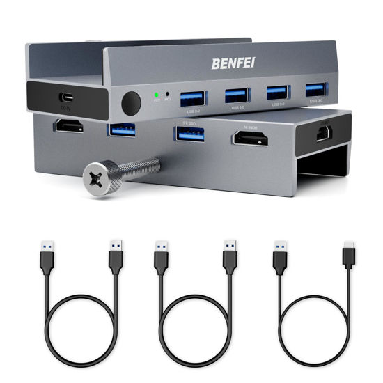Picture of BENFEI USB 3.0 HDMI KVM Switch(8K@60Hz) with 4 USB 3.0 Ports for 2 Computers Sharging Monitor Keyboard Mouse
