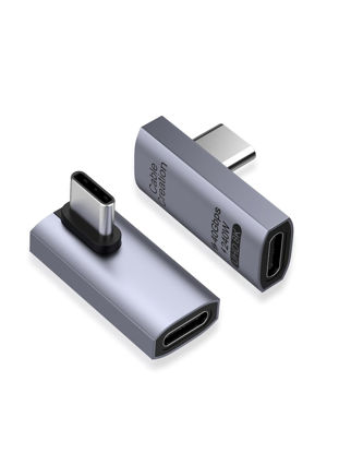 Picture of CableCreation 90 Degree USB C Adapter 2 Pack, Right Angle USB C Male to Female Adapter 40Gbps 240W Compatible with Steam Deck, ROG Ally, Switch, Notebook, PC, Tablet, Phone and More, Middle Angle