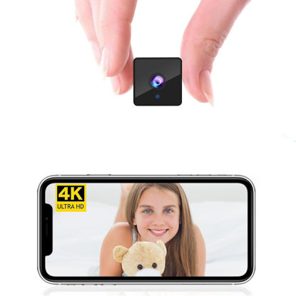 Picture of 4K Mini Spy Camera,1800mAh Battery,Indoor Small WiFi Wireless Nanny Cam Home Security Cameras Tiny Office Secret Surveillance Cams with 100 Days Standby Phone APP AI Human Detection Auto Night Vision