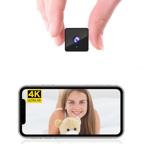 Picture of 4K Mini Spy Camera,1800mAh Battery,Indoor Small WiFi Wireless Nanny Cam Home Security Cameras Tiny Office Secret Surveillance Cams with 100 Days Standby Phone APP AI Human Detection Auto Night Vision
