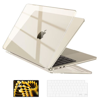 Picture of EooCoo Case Compatible with MacBook Air 15 inch 2024 2023 Release M3 A3114 M2 A2941 Liquid Retina Display, Plastic Hard Shell Case + Keyboard Cover + Screen Protector, Crystal Starlight