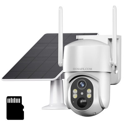Picture of HOSAFE.COM Solar Security Camera Wireless Outdoor, WiFi Cameras for Home Surveillance Battery Powered, 360°PTZ, 2K HD Color Night Vision, 2-Way Audio, PIR Human Detection, SD/Cloud, Phone App Alerts