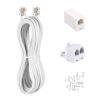 Picture of KINXIYU Phone Cord 6 FT, Landline Telephone Cable with RJ11 Plug, Includes Telephone Inline Coupler RJ11 Splitter and 10pcs Cable Clips(White)