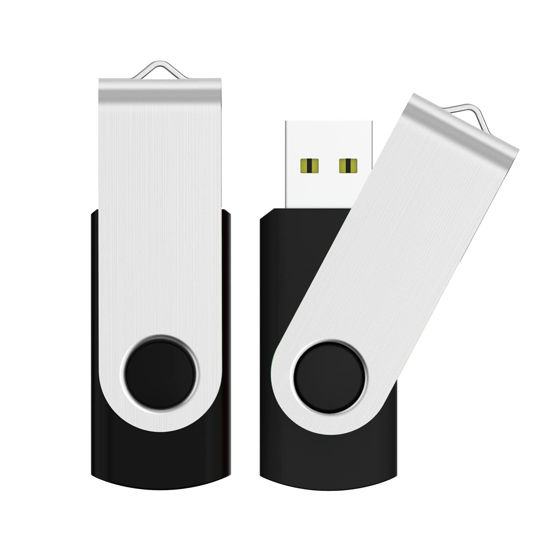 Picture of JUANWE 128GB USB Flash Drive 2 Pack 128GB Portable Thumb Drive USB 2.0 Storage Memory Stick for Computers USB Drive Pen Drive with Rotated Design-Black