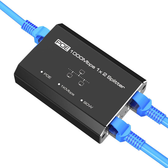 Picture of Gigabit PoE Switch, 2 Port Gigabit Ethernet Switch, Ethernet Splitter, Non-PoE to PoE Adapter, Network Hub 1 PoE in 2 PoE Out, Supplies PoE (15.4W) or PoE+ (30W), Plug & Play, Distance Up to 328 ft.