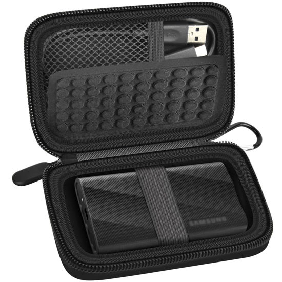 Picture of Case Compatible with Samsung T9/ T7/ T7 Shield Portable SSD 1TB 2TB 4TB External Hard Drive, Storage Travel Carrying Holder Organizer for Solid State Drives & USB Cable (Box Only)-Black