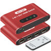 Picture of HDMI Switch 3 in 1 Out, 4K@30Hz HDMI Selector with Remote Control, 3 Ports HDMI Switcher, Perfect for Full HD 4K 1080P 3D Video Roku Fire TV Blu-ray Players Stick Apple PS4/PS5 Xbox Chromecast (Red)