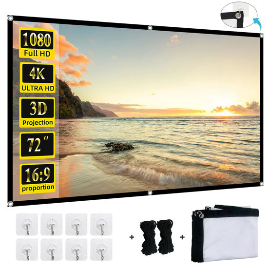 Picture of Foldable Projector Screen, XINLEMY 72" 4K 16:9 HD Portable Projection Movie Screen Double-Sided Cinema Screen for Home Theater Backyard Indoor and Outdoor