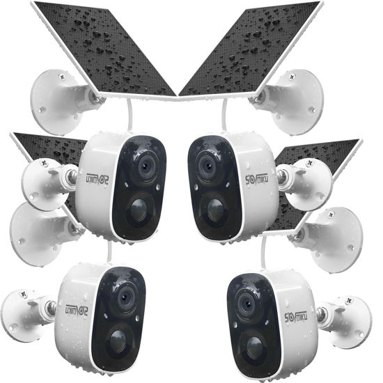 Picture of SOVMIKU 4CG6 Best 2K Solar Security Camera Wireless Outdoor, Battery Powered Camera, Easy to Setup, Motion Detection, Two Way Audio, Audible Flashlight Alarm,2.4GHz Wi-Fi, Color Night Vision, SD Slot
