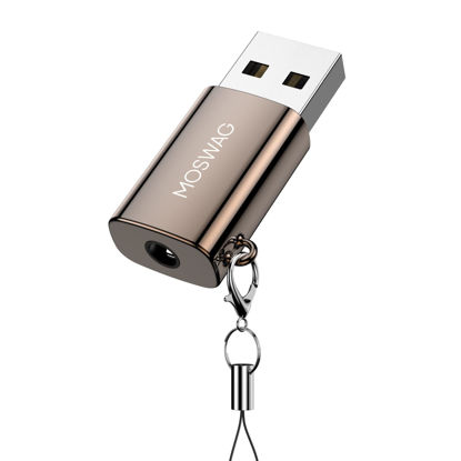 Picture of MOSWAG USB to Audio Jack Adapter, 3.5mm Jack Audio Adapter, External Sound Card Jack Audio Adapter Compatible with Headset, PC, Laptop, Mac, Desktops, Linux, PS4 and More Device