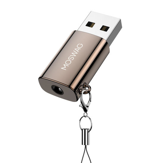 Picture of MOSWAG USB to Audio Jack Adapter, 3.5mm Jack Audio Adapter, External Sound Card Jack Audio Adapter Compatible with Headset, PC, Laptop, Mac, Desktops, Linux, PS4 and More Device